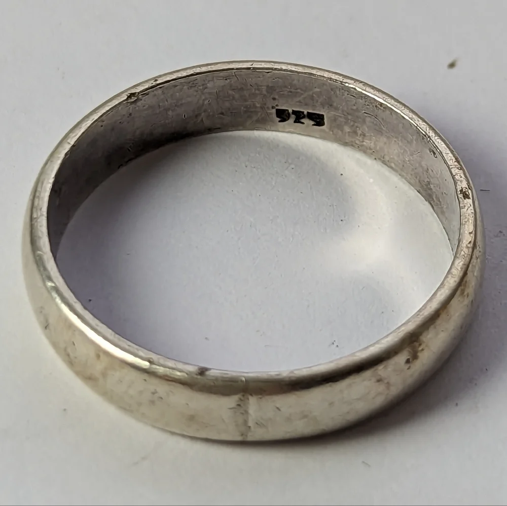 Sterling Silver 925 wedding band ring size 12 unisex silver ring vintage